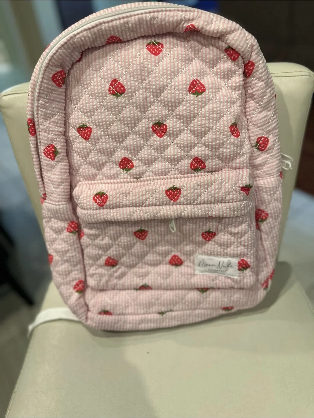 Pink Strawberry Quilted Kids Backpack